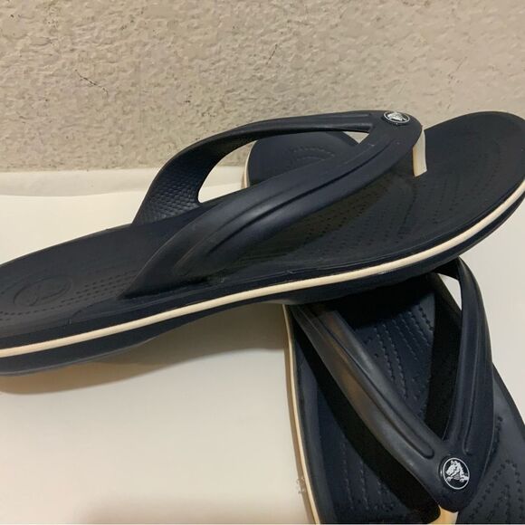 Crocs Crocband Thong Flip Flops Mens 12 Navy Blue Slip On Sandals - Picture 4 of 12